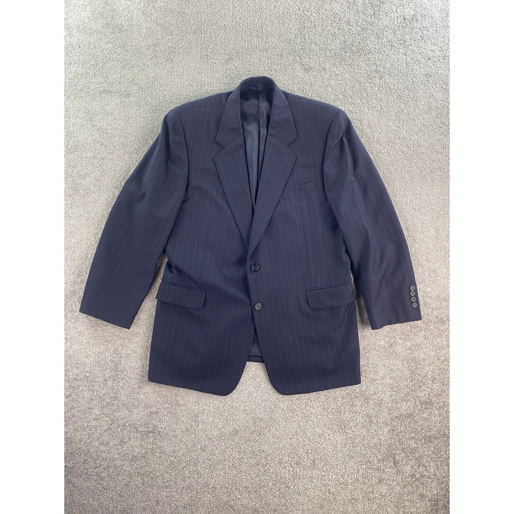 Hickey Freeman Suit Jacket 44 R Blue Striped LORO PIANA Italy Luxury Designer